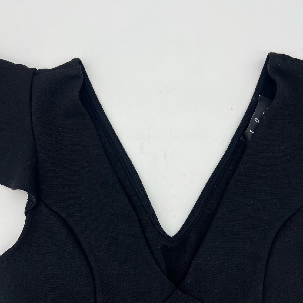 Lulus Linzee Ruffle Stetch Fitted Crop Top Black Womens Size Small - Picture 7 of 13